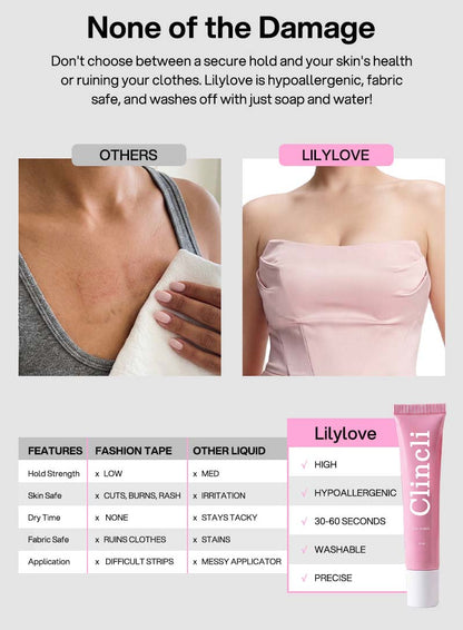 Clincli® Professional Body Adhesive Sweat & Water Resistant Stain-Free Easy to Remove