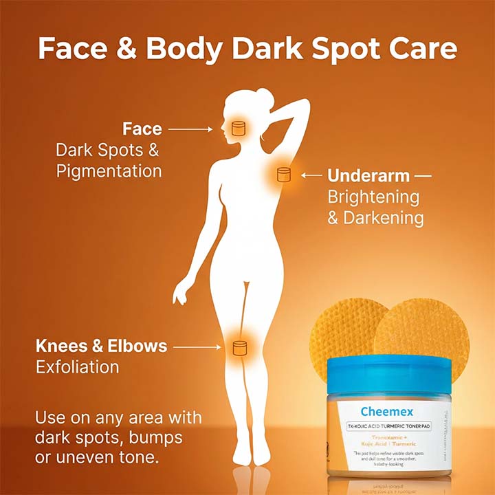 Cheemex® Kojic Acid Turmeric TX Toner Pad 70pads - Dark Spot & Pigmentation Care for Uneven Skin Tone