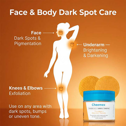 Cheemex® Kojic Acid Turmeric TX Toner Pad 70pads - Dark Spot & Pigmentation Care for Uneven Skin Tone