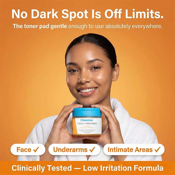 Cheemex® Kojic Acid Turmeric TX Toner Pad 70pads - Dark Spot & Pigmentation Care for Uneven Skin Tone