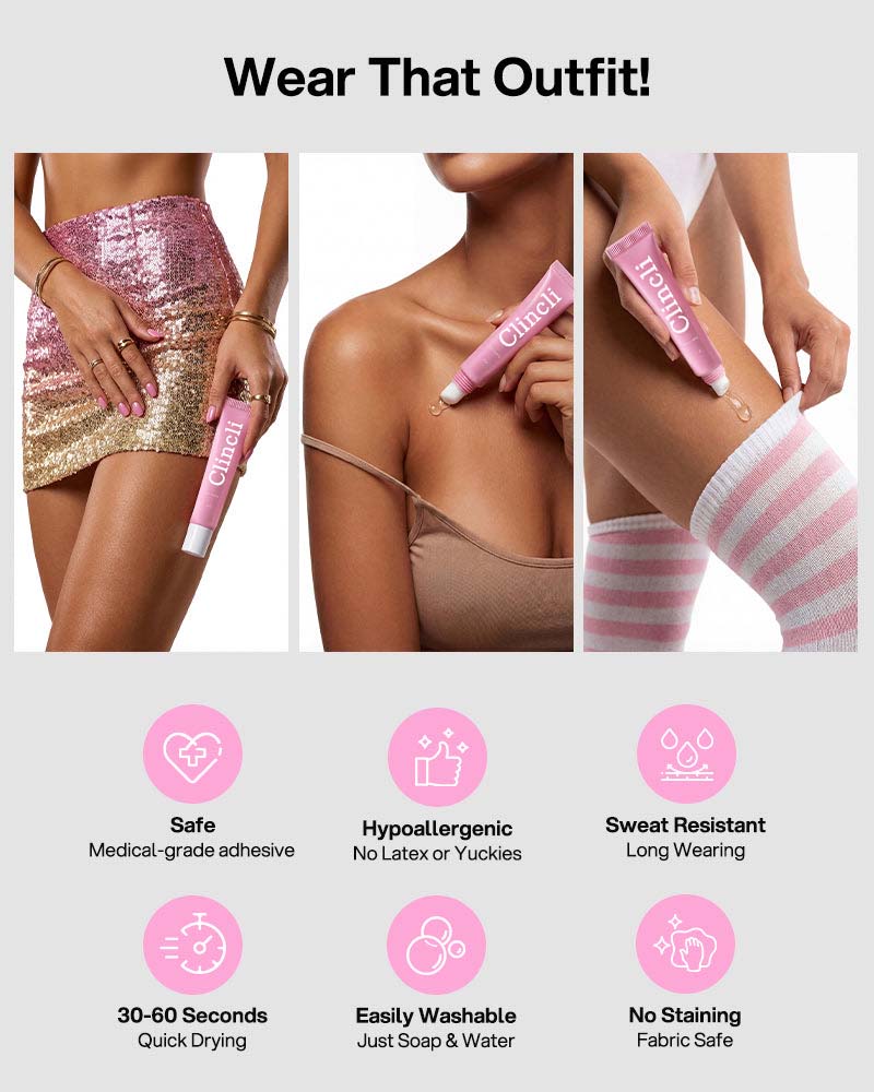 Clincli® Professional Body Adhesive Sweat & Water Resistant Stain-Free Easy to Remove